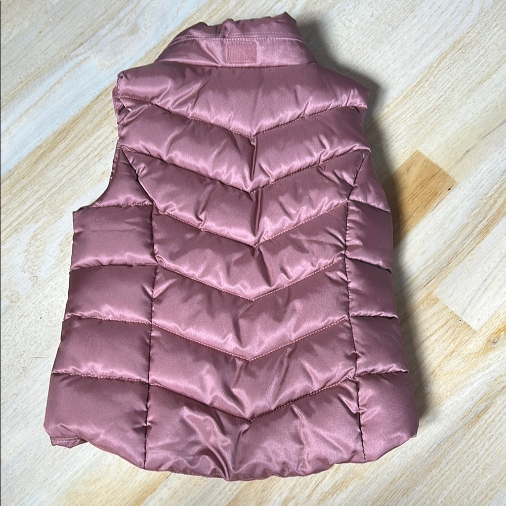 Pink Puffer Vest with Faux Fur Hood - Picture 6 of 8